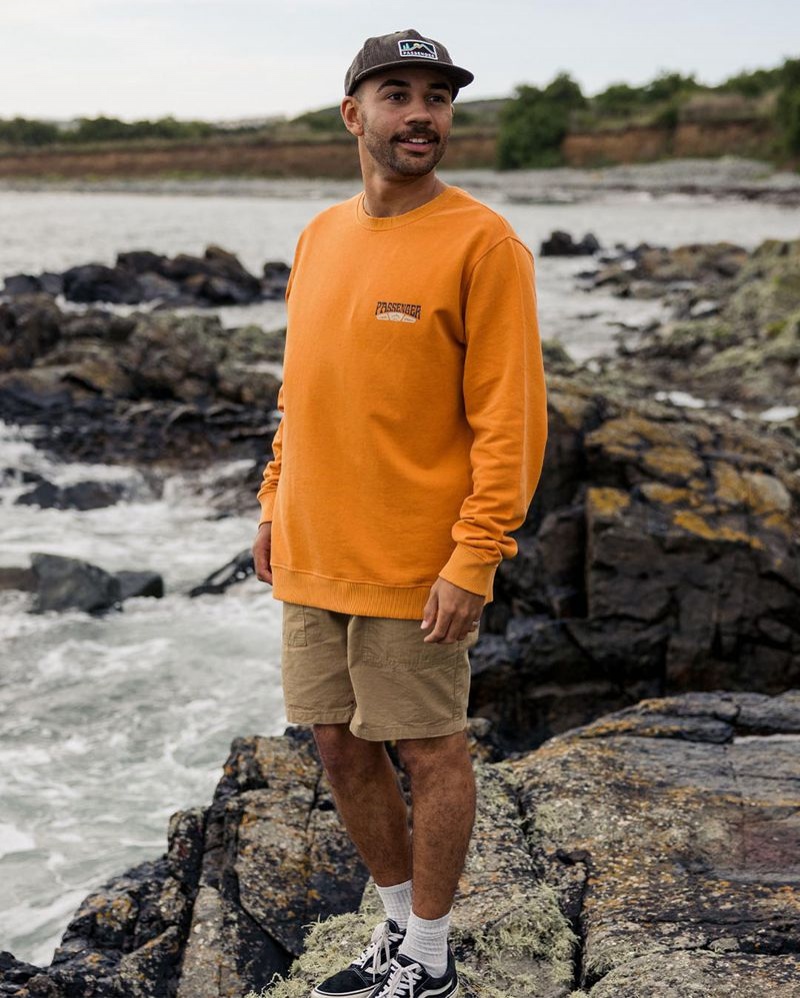 Men's Passenger Lauca Recycled Cotton Sweatshirt Tangerine | US-YFBZVS739