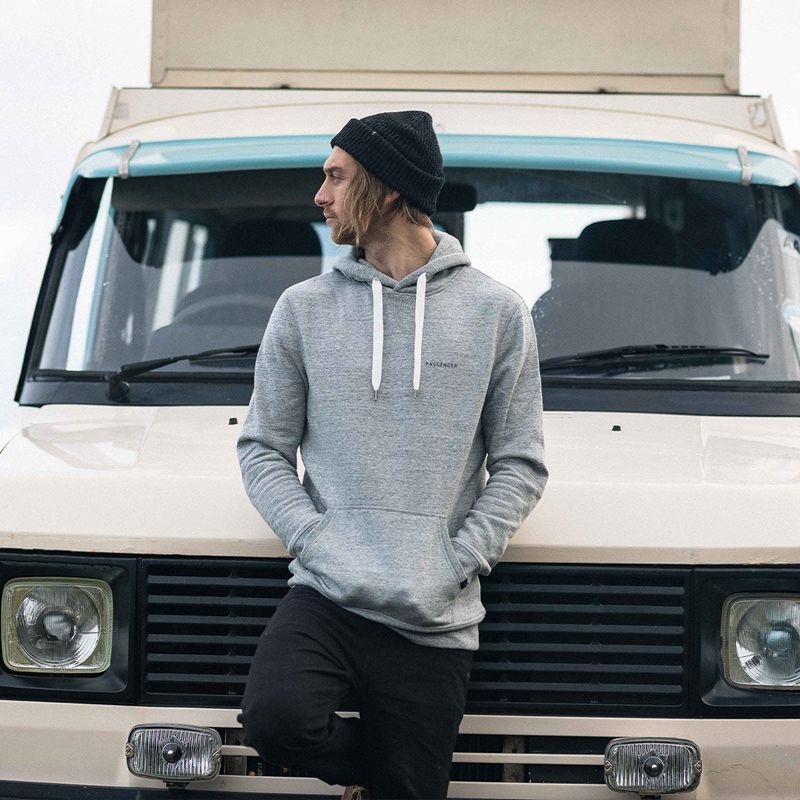 Men's Passenger Made To Roam Recycled Hoodie Grey Marl | US-SDXUAP047