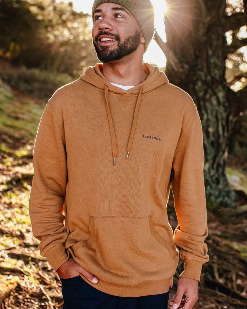 Men's Passenger Made To Roam Recycled Hoodie Golden Brown | US-NBOEJD538