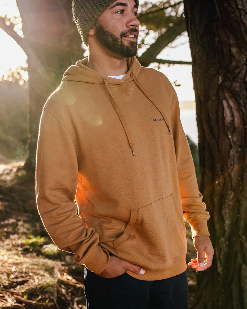 Men's Passenger Made To Roam Recycled Hoodie Golden Brown | US-NBOEJD538