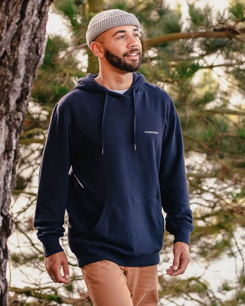 Men's Passenger Made To Roam Recycled Hoodie Deep Navy | US-VAWUNM417