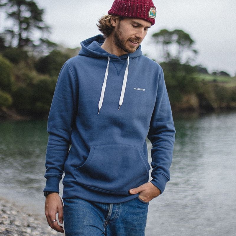 Men's Passenger Made To Roam Recycled Hoodie Dark Denim | US-YBNCPM174