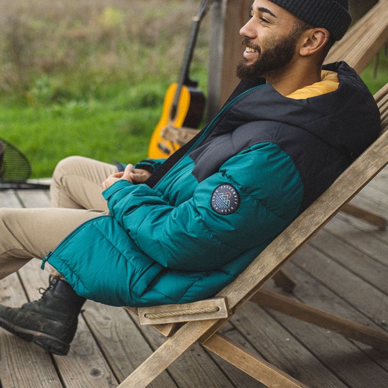 Men's Passenger Manitoba Recycled Jacket Storm Green/ Black | US-HCUFDP065