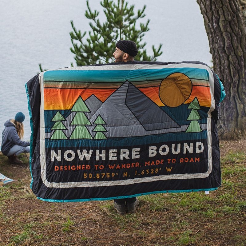 Men's Passenger Nomadic Recycled Sherpa Blanket Black 'Nowhere Bound' Print | US-VPNMBH352