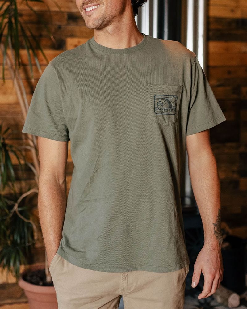 Men\'s Passenger Nowhere Bound Pocket T-Shirt Dusty Olive | US-BKLMVZ471