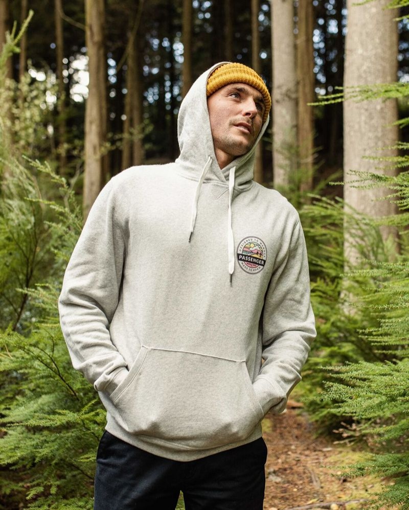 Men's Passenger Odyssey Recycled Cotton Hoodie Grey Marl | US-HKBAQT285