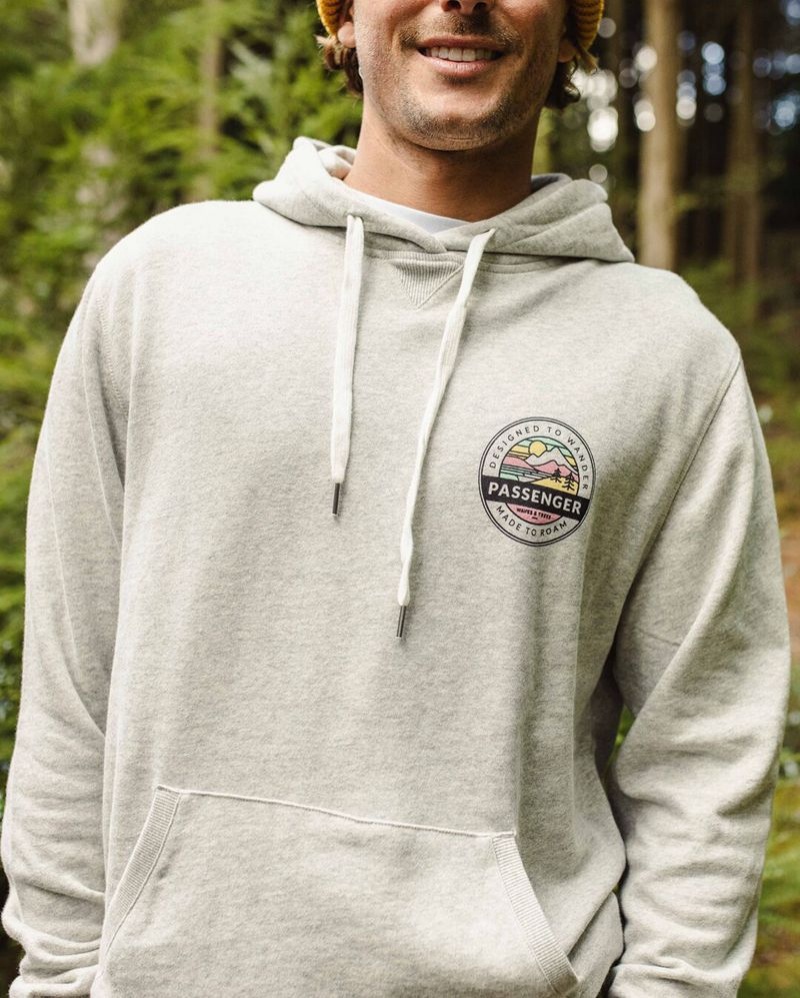 Men's Passenger Odyssey Recycled Cotton Hoodie Grey Marl | US-HKBAQT285