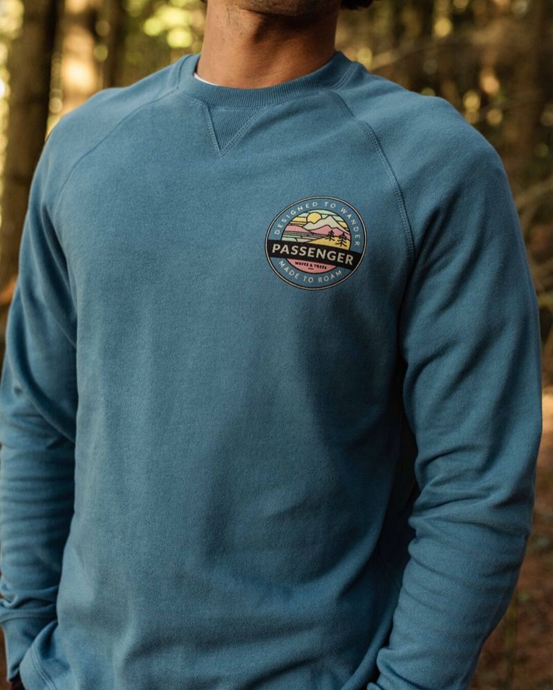 Men's Passenger Odyssey Recycled Cotton Sweatshirt Blue Steel | US-AFLPBK931