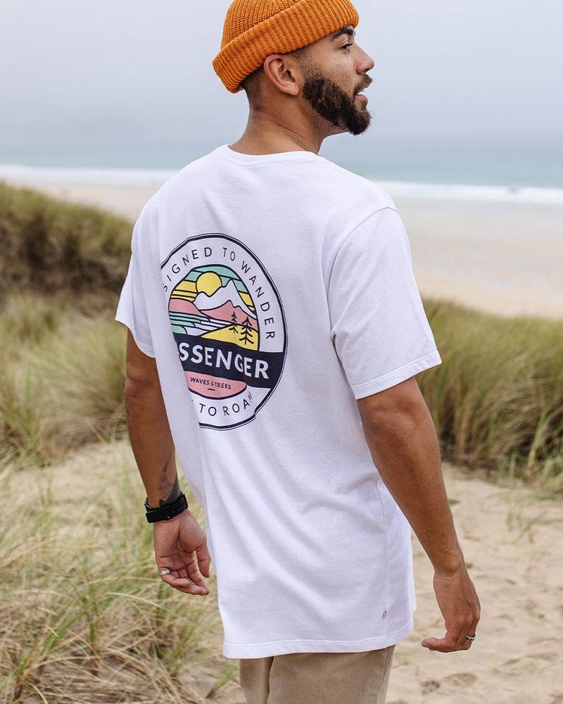 Men's Passenger Odyssey Recycled Cotton T-Shirt White | US-IBWNYZ235