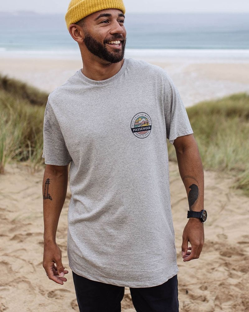 Men's Passenger Odyssey Recycled Cotton T-Shirt Grey Marl | US-KWMJRX302