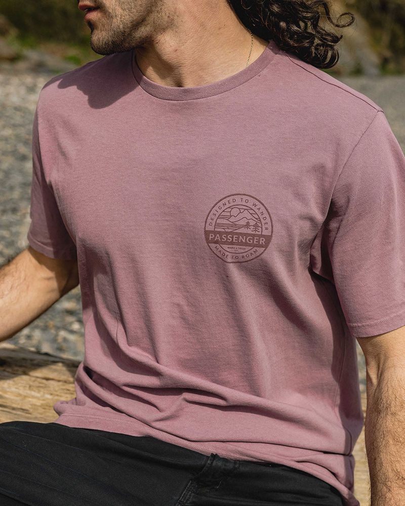 Men's Passenger Odyssey Recycled Cotton T-Shirt Grape | US-IQZCNM153