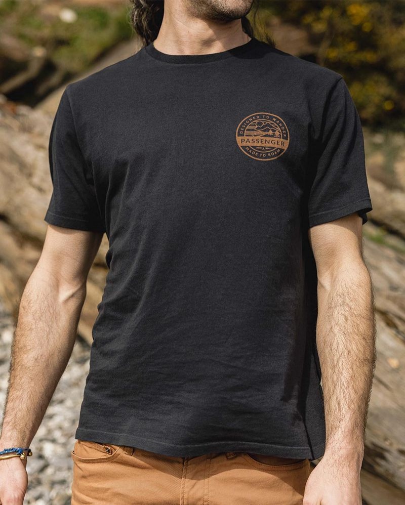 Men's Passenger Odyssey Recycled Cotton T-Shirt Black | US-FNDTEH983