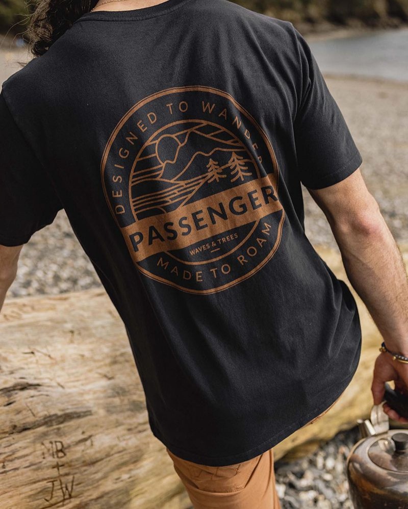 Men's Passenger Odyssey Recycled Cotton T-Shirt Black | US-FNDTEH983