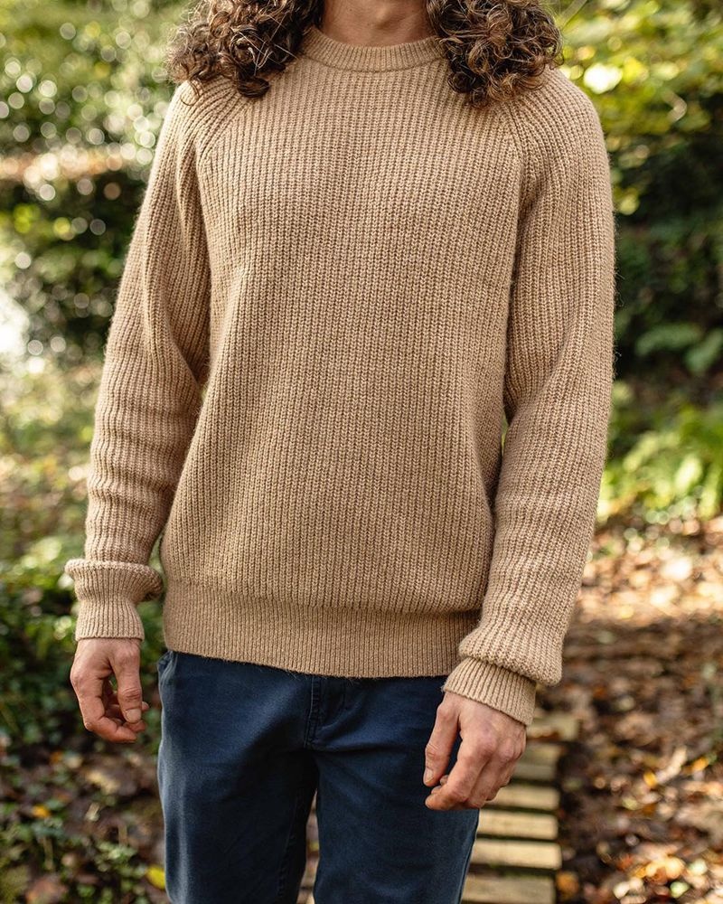 Men's Passenger Offshore Recycled Knitted Jumper Sand | US-YHVBNO782