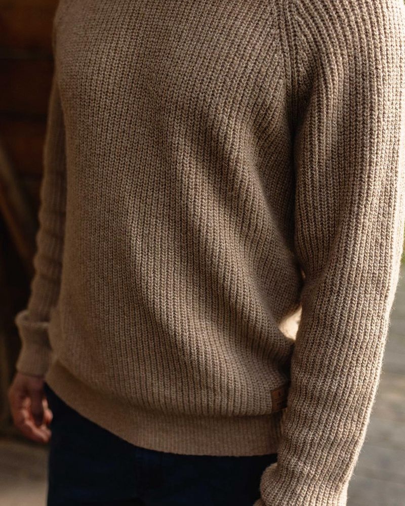 Men's Passenger Offshore Recycled Knitted Jumper Sand | US-YHVBNO782