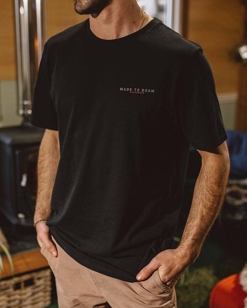 Men's Passenger Open Road Recycled Cotton T-Shirt Black | US-RUHQSG763