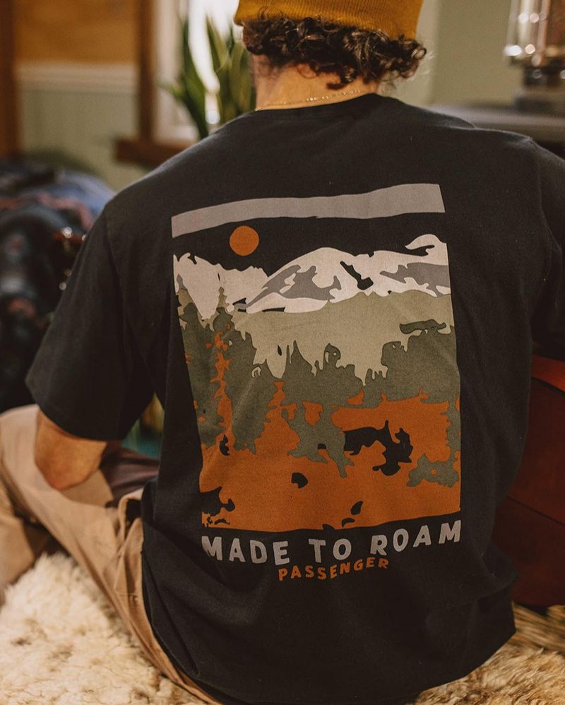 Men's Passenger Open Road Recycled Cotton T-Shirt Black | US-RUHQSG763