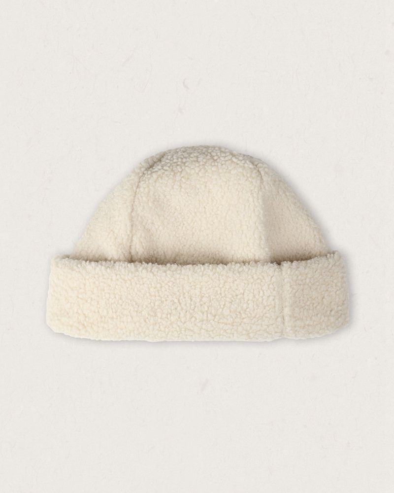 Men's Passenger Peak Recycled Sherpa Beanie Beige | US-HAEMUV597