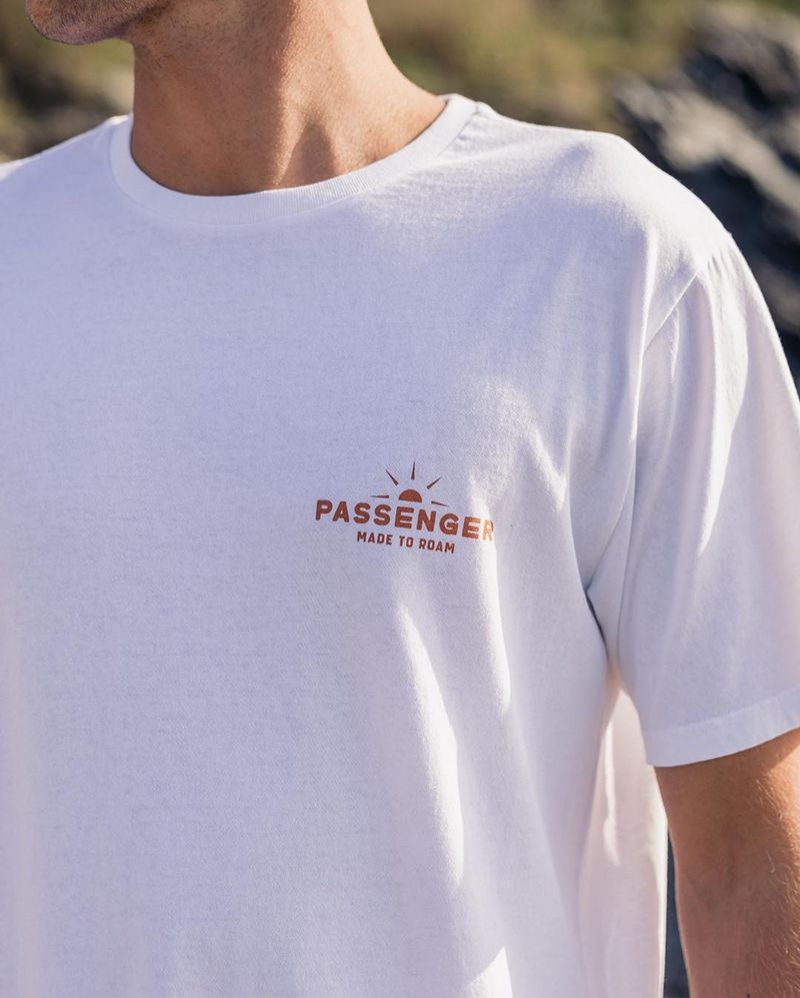 Men's Passenger Roam Free Recycled Cotton T-Shirt White | US-BTIJAW064