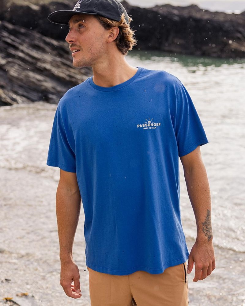 Men's Passenger Roam Free Recycled Cotton T-Shirt True Blue | US-HDKQFJ012