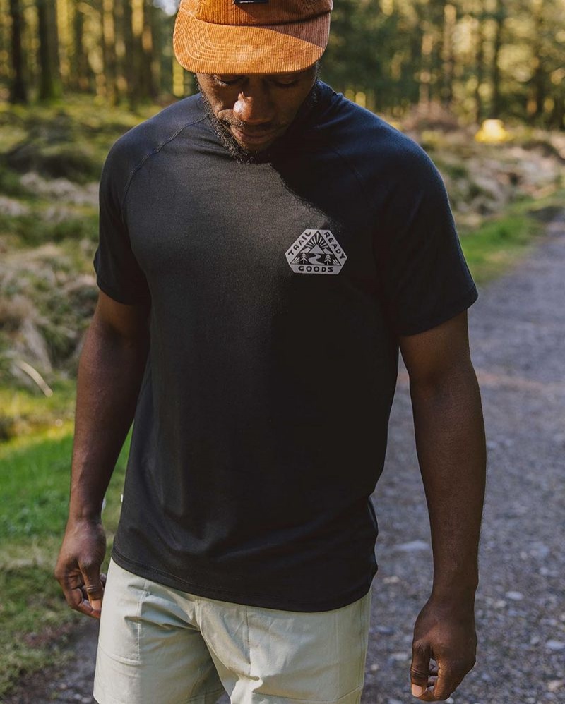 Men's Passenger Roam Recycled Active T-Shirt Black | US-SXPFQK871