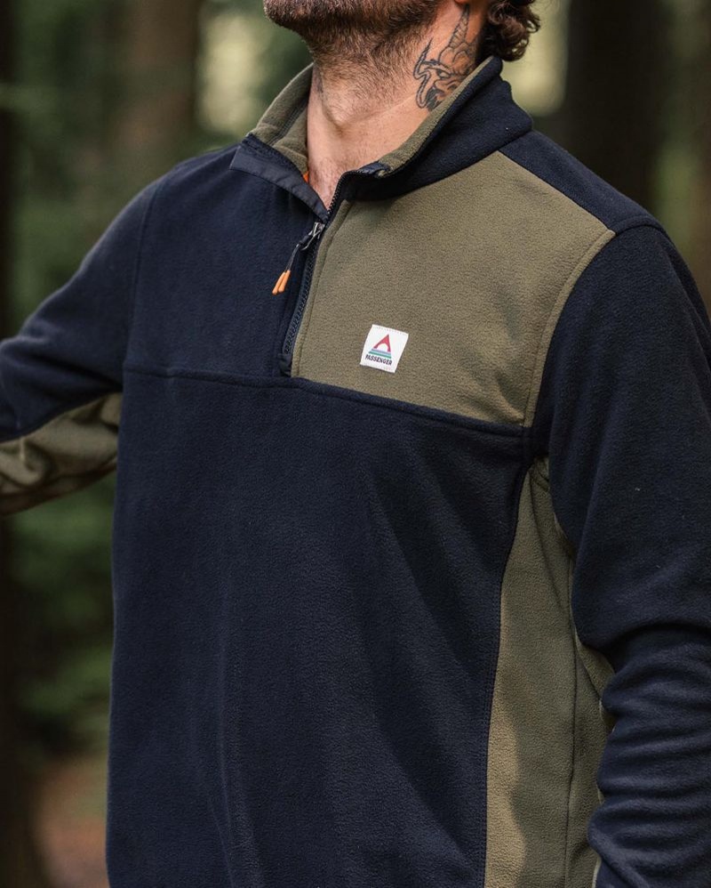 Men's Passenger Root Recycled Polar 1/4 Zip Fleece Black | US-LYEVJU091