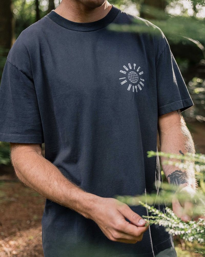 Men's Passenger Rooted Recycled Cotton T-Shirt Black | US-YVWIXH517