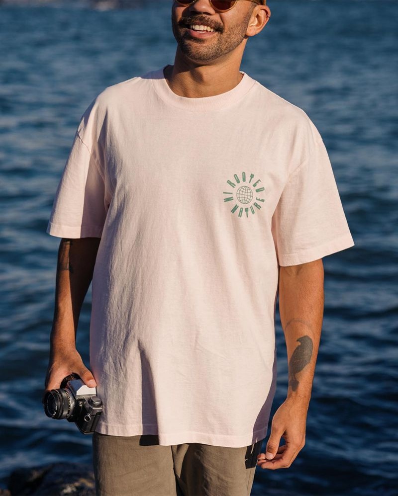 Men's Passenger Rooted Recycled Cotton T-Shirt Barely Pink | US-JWCOIM829