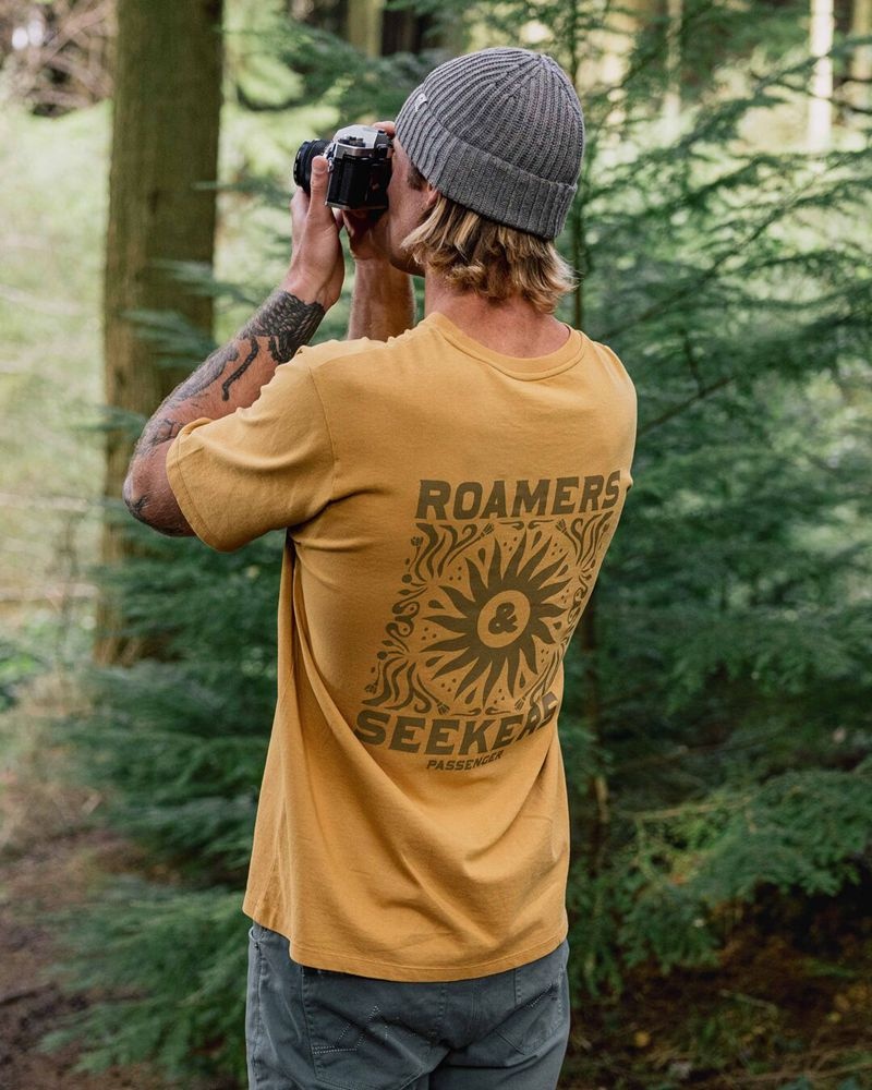 Men's Passenger Shine Recycled Cotton T-Shirt Dusty Ochre | US-OKUYZD803