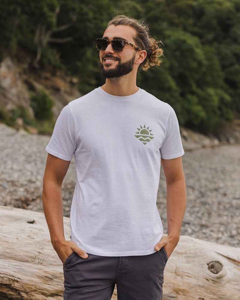 Men's Passenger Skiff Recycled Cotton T-Shirt White | US-AOIVFK075