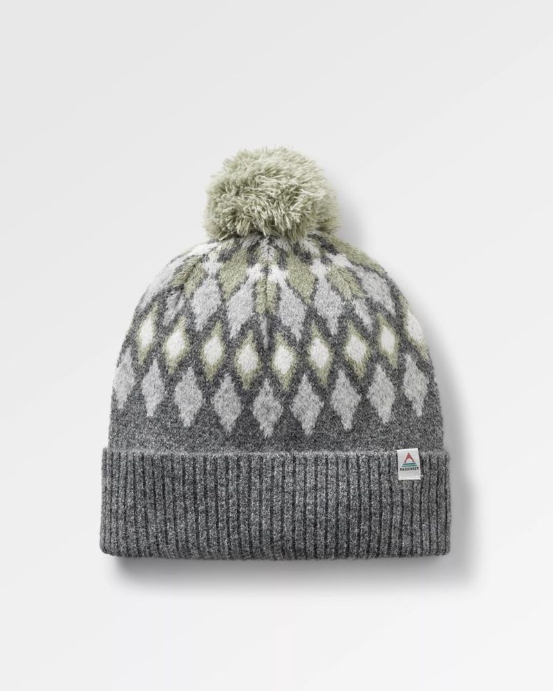 Men\'s Passenger Snowdrop Recycled Bobble Hat Grey Marl | US-OVRUTQ427