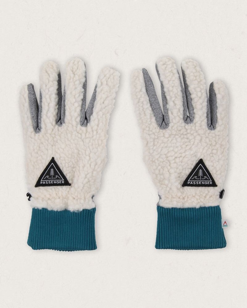 Men\'s Passenger Snowfall Recycled Sherpa Gloves Warm Ivory | US-NDMSKZ601