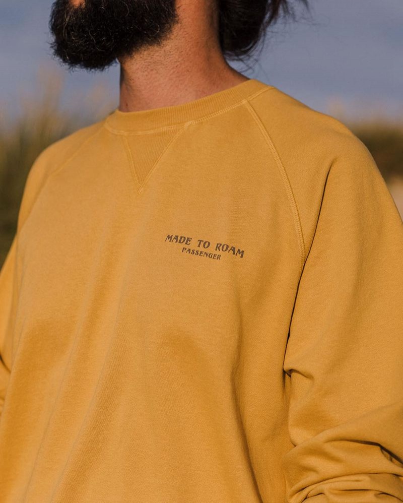 Men's Passenger Sundown Recycled Cotton Sweatshirt Mustard Gold | US-DZQBFL295