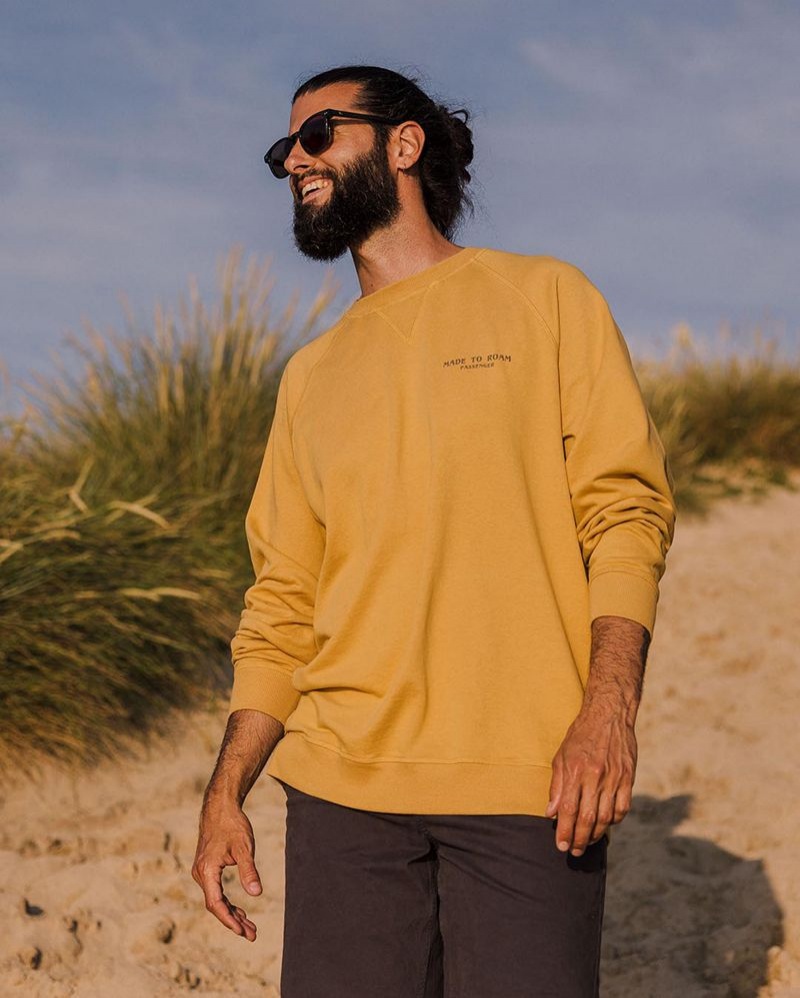 Men's Passenger Sundown Recycled Cotton Sweatshirt Mustard Gold | US-DZQBFL295