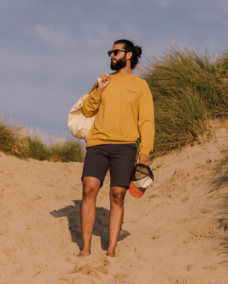 Men's Passenger Sundown Recycled Cotton Sweatshirt Mustard Gold | US-DZQBFL295