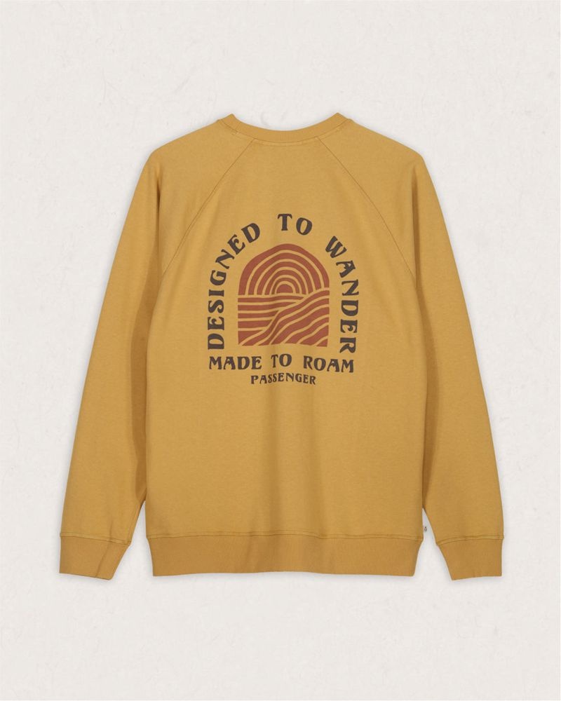 Men's Passenger Sundown Recycled Cotton Sweatshirt Mustard Gold | US-DZQBFL295