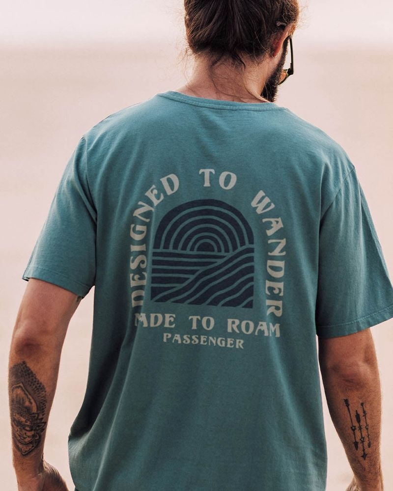 Men's Passenger Sundown Recycled Cotton T-Shirt Deep Sea | US-DZHNGP398