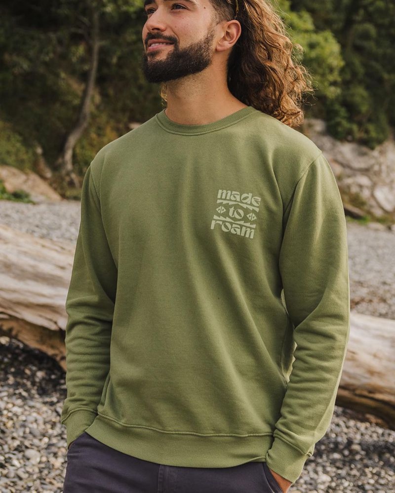 Men's Passenger Sunrise Recycled Cotton Sweatshirt Loden Green | US-SKGMUO390