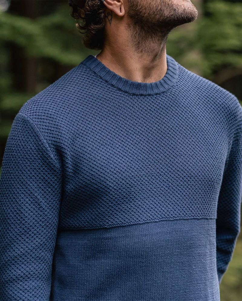 Men's Passenger Swell Knitted Jumper Dark Denim | US-LBJZDF502