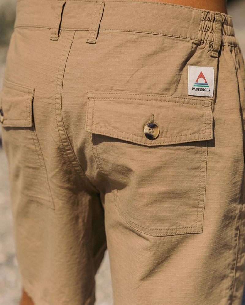 Men's Passenger Timeless Organic Cotton Shorts Khaki | US-TVSWFM739