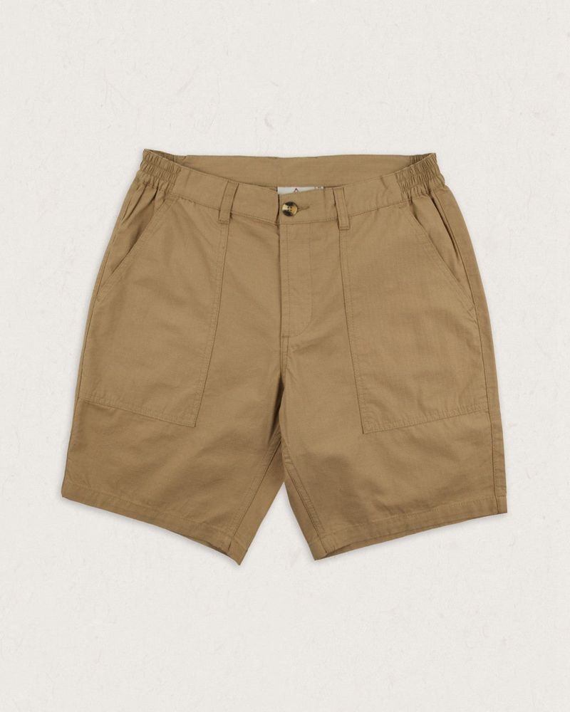 Men's Passenger Timeless Organic Cotton Shorts Khaki | US-TVSWFM739