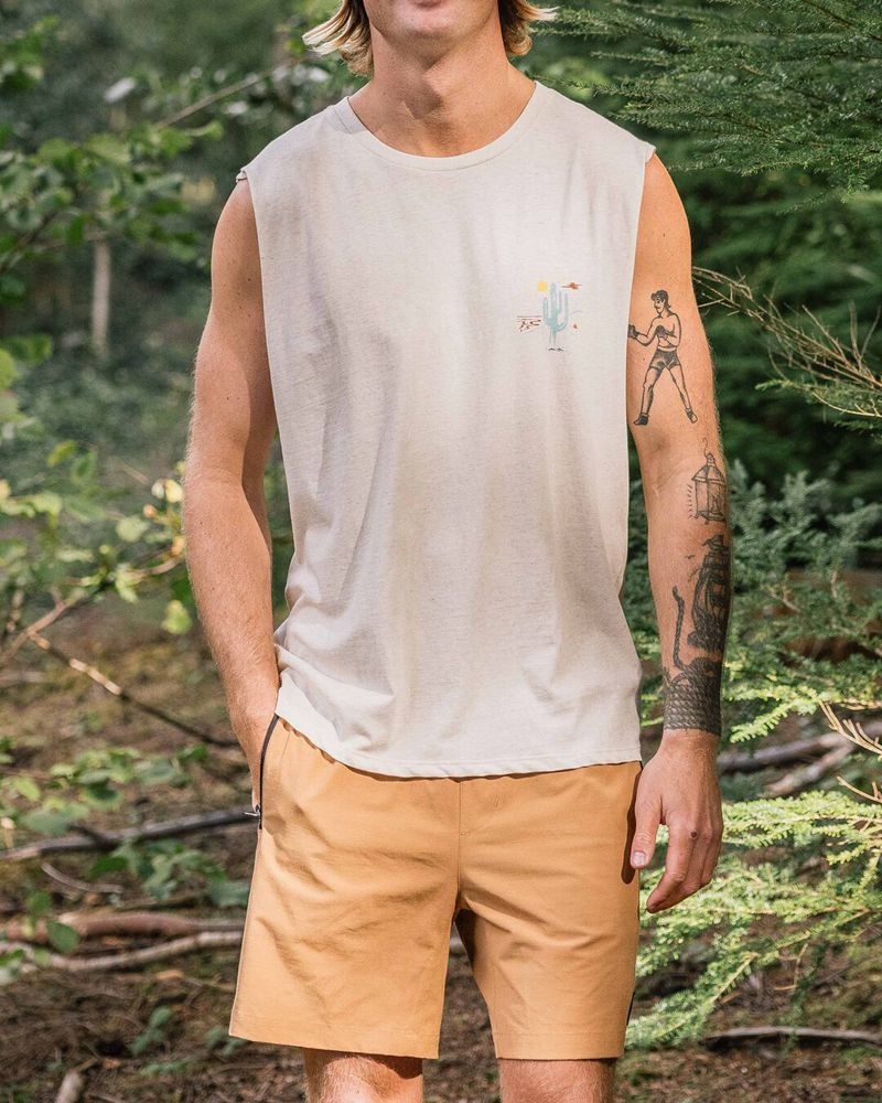 Men's Passenger Tizana Recycled Cotton Tank Top Milky Marl | US-RAIBMX281