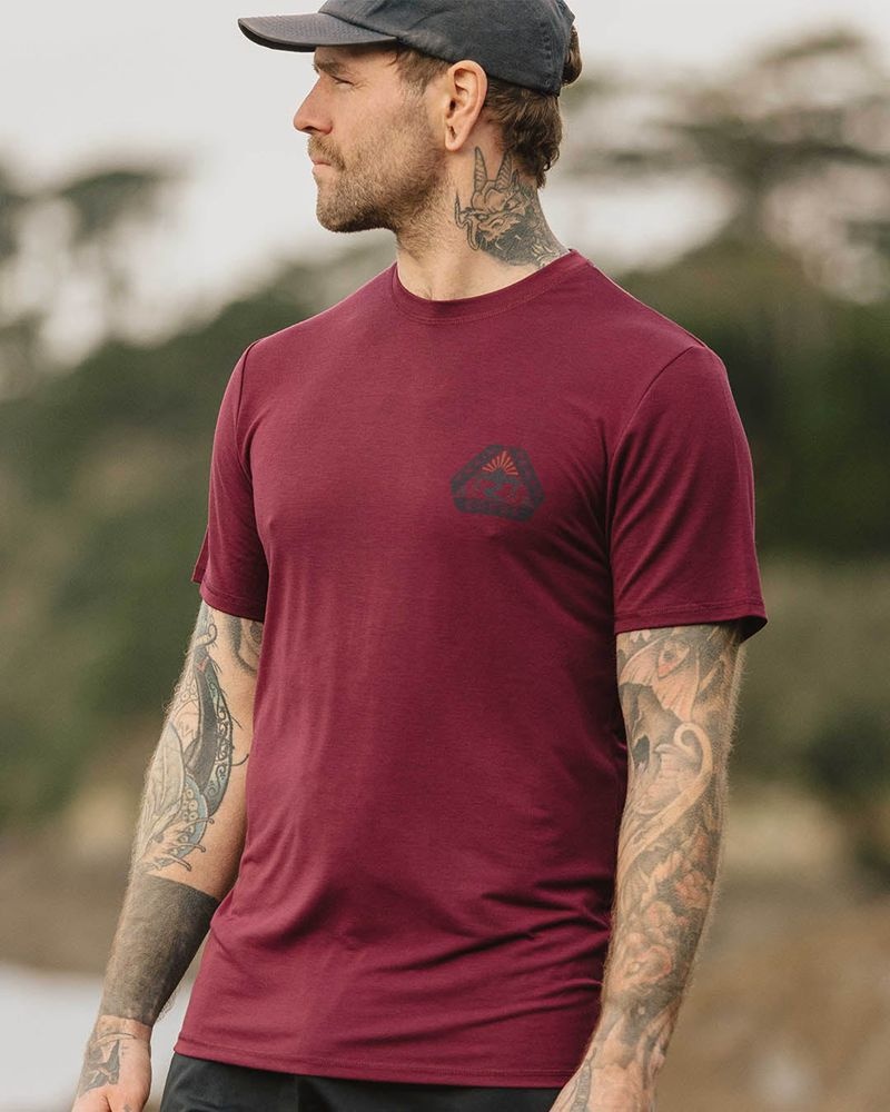 Men's Passenger Trail Recycled Active T-Shirt Wine | US-ZIWLED627