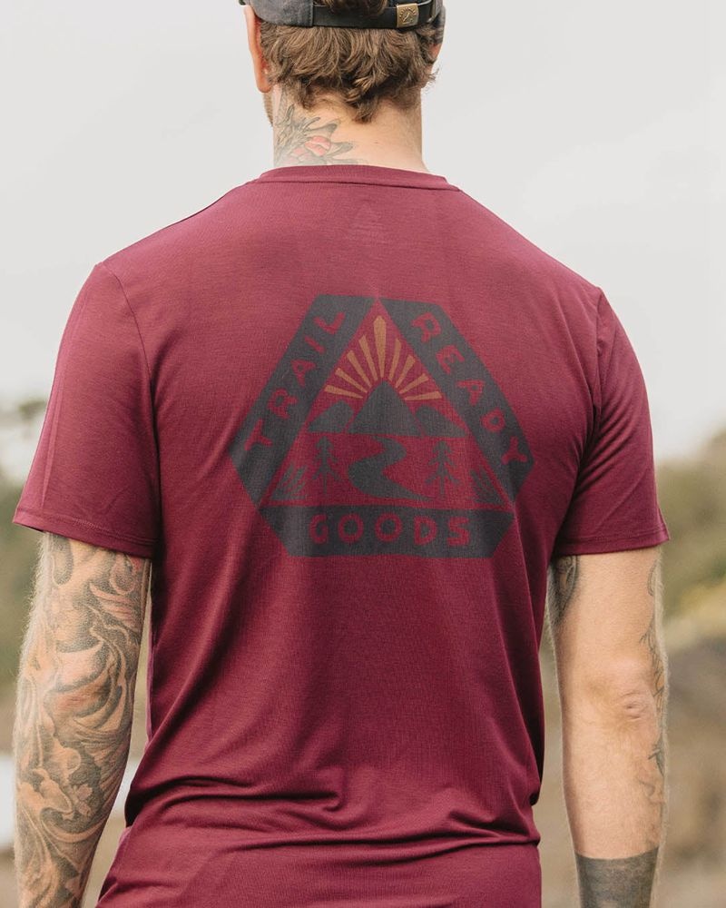 Men's Passenger Trail Recycled Active T-Shirt Wine | US-ZIWLED627