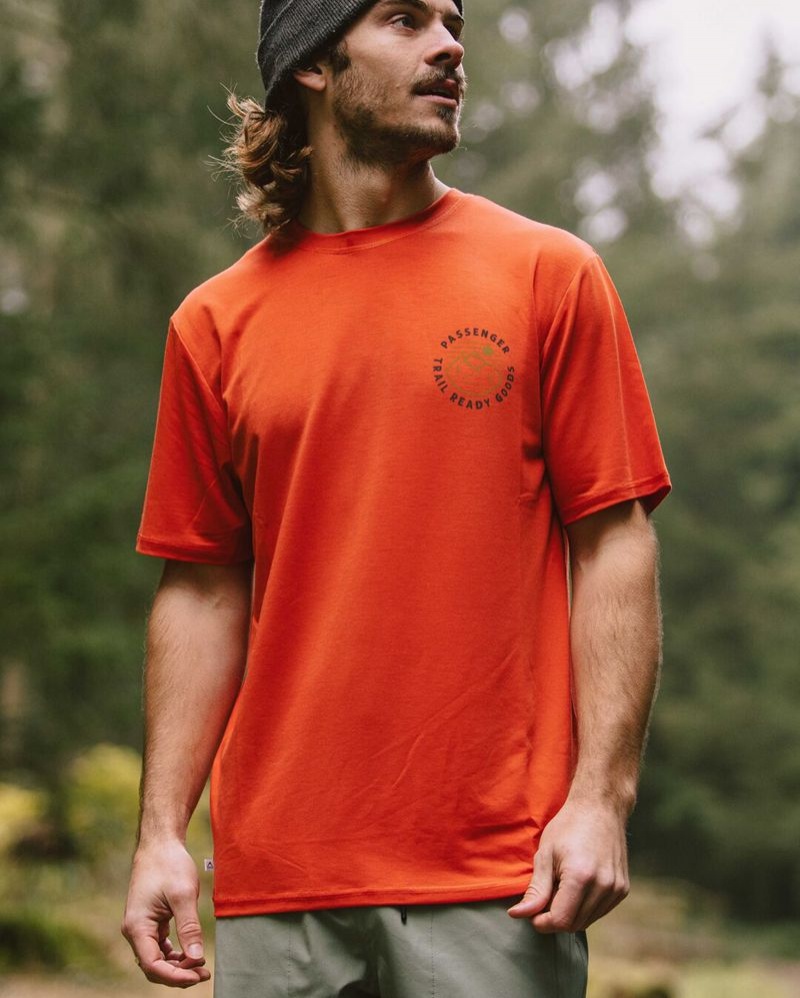 Men's Passenger Trail Recycled Active T-Shirt Warm Orange | US-FOIELJ563