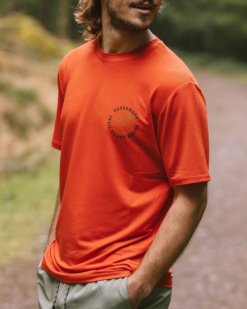 Men's Passenger Trail Recycled Active T-Shirt Warm Orange | US-FOIELJ563