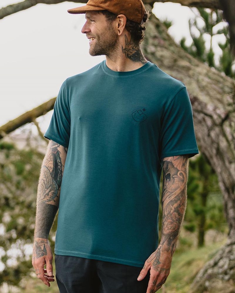 Men's Passenger Trail Recycled Active T-Shirt Mediterranean | US-WYRMAZ431