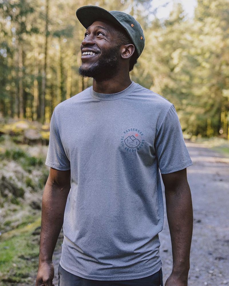 Men's Passenger Trail Recycled Active T-Shirt Grey Marl | US-PDGVAJ416