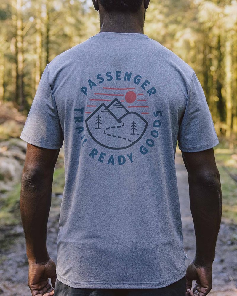 Men's Passenger Trail Recycled Active T-Shirt Grey Marl | US-PDGVAJ416