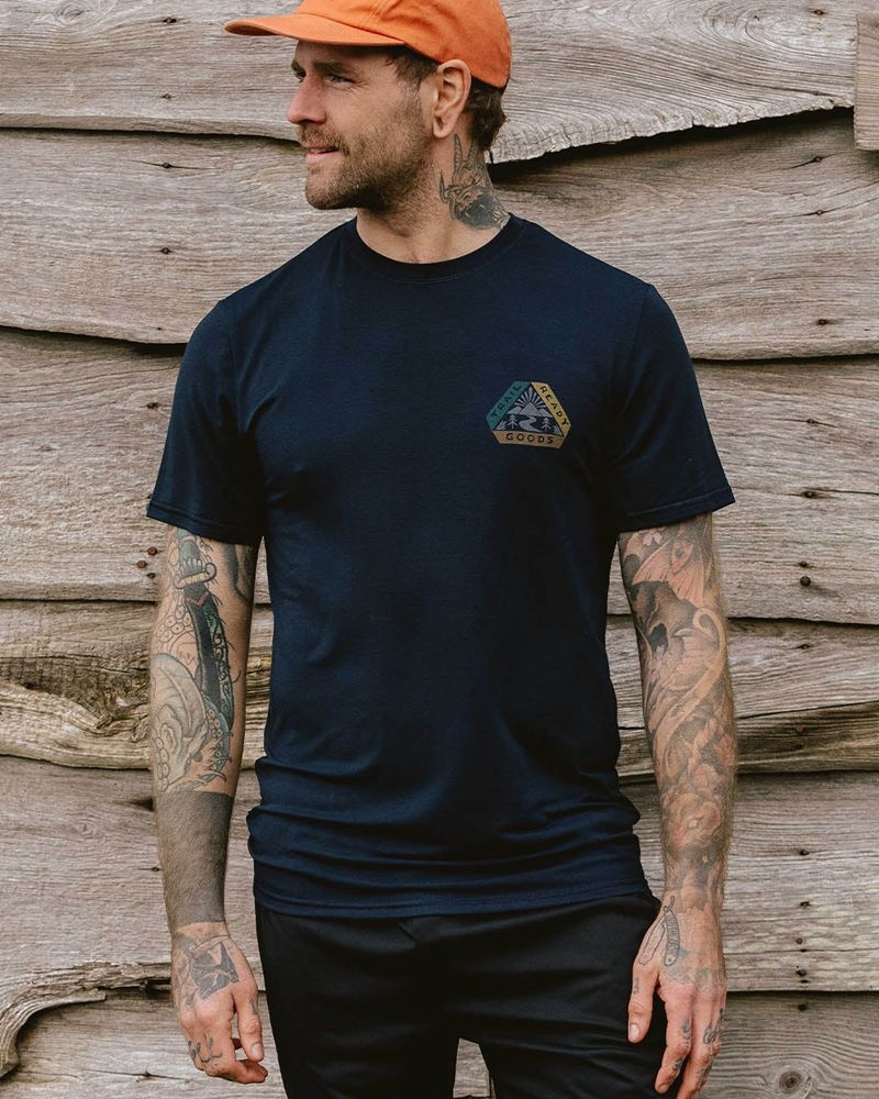 Men's Passenger Trail Recycled Active T-Shirt Deep Navy | US-KSLVBH897